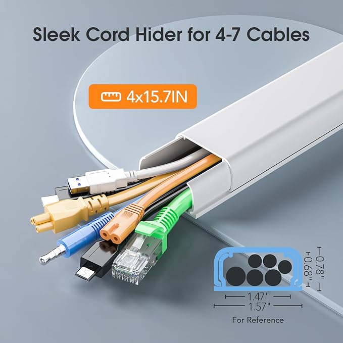 Cord Covers for 4-7 Wires on Wall, 62.8in Cord Hider Cable Hider
