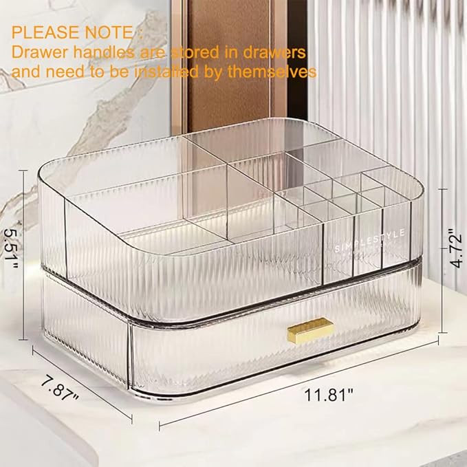 Makeup Organizer with Stackable Drawers, Nail Care -Clear