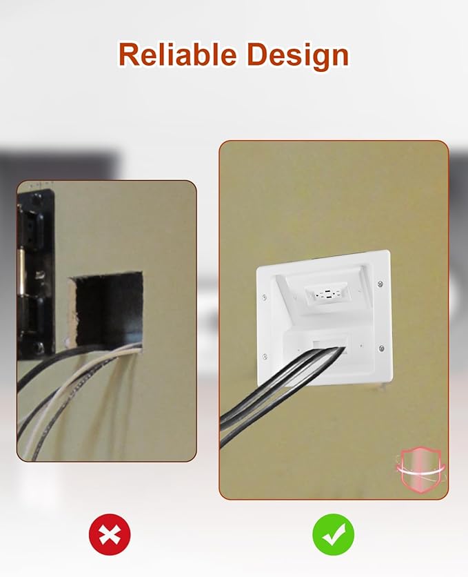 In Wall Cable Concealer Kit with Brush Wall Plate AC Outlets and 2 USB Ports, 9ft Cord, Hide Cords Recessed Wall Outlet for TV Cable Management, HDMI Cables and Home Theater Systems