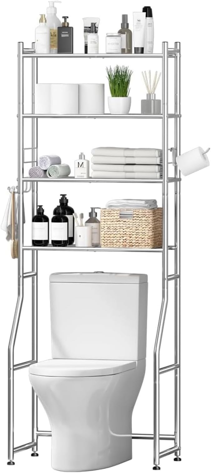 Over the Toilet Storage Cabinet, Metal 4 Tier Bathroom Shelves Over Toilet