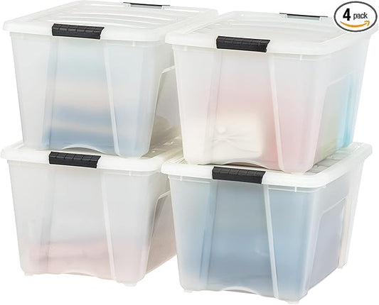 USA 54 QT Plastic Storage Box with Lid and Latches, 4 Pack, BPA-Free