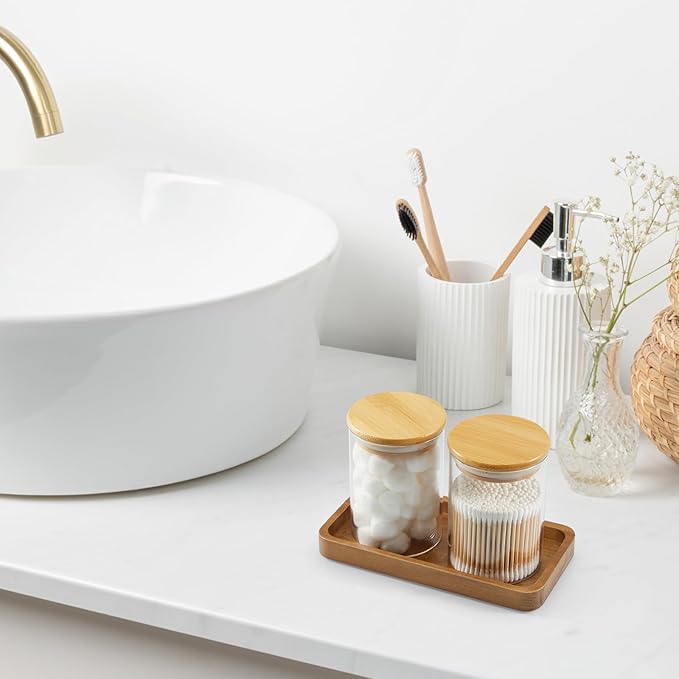 8" Acacia Wood Bathroom Vanity Tray for Counter