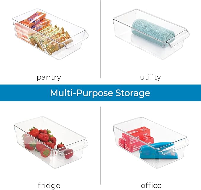 Linus Plastic Fridge and Freezer Storage Organizer Bin with Handle