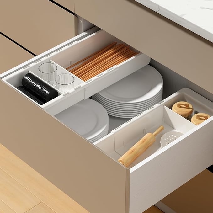 Sliding Drawer Tray with Adjustable Dividers
