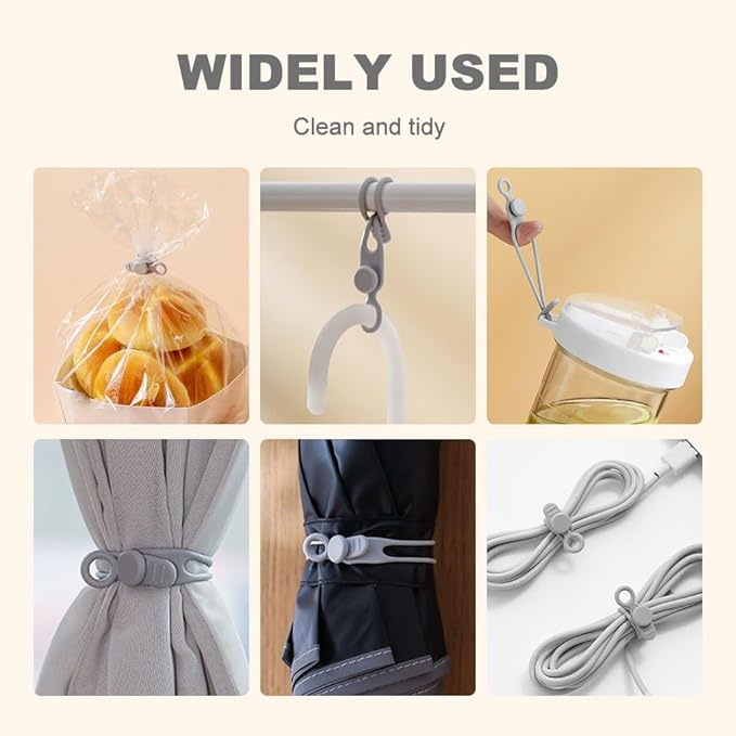 Silicone Cable Ties, 2026 Upgrade Reusable Cable Management Organizer, Elastic Data Cable Organizer Cord Wrap Straps for Fastening Charger Earphone Charger Office Desk Appliance Cords Wires