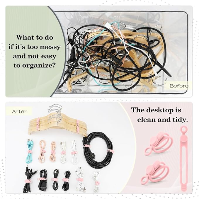 12pcs Pink Silicone Cable Ties