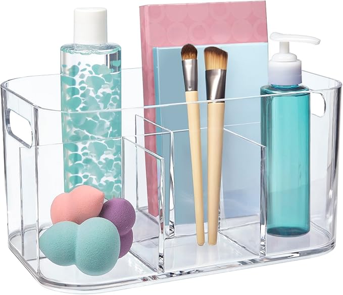 Bliss 5-Compartment Plastic Cosmetics Storage Organizer, Clear