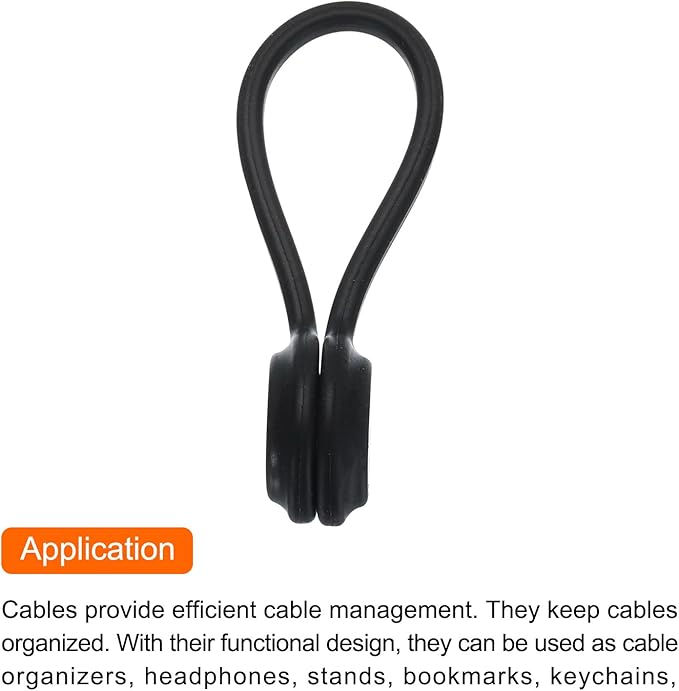 MECCANIXITY Magnetic Cable Clips 4.3 Inch x 0.6 Inch Black Magnetic Cord Organizer Cable Ties Reusable Twist Ties for Home, Kitchen, Office, 10 Pcs