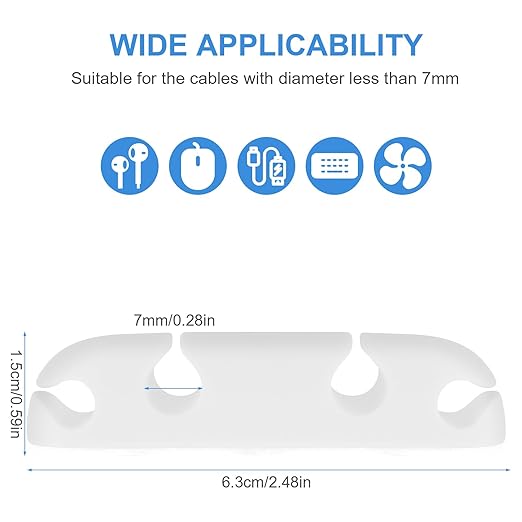 WLLHYF Cable Clips 3PCS Cord Wire Organizer Cable Management Holders 4 Hole Silicone Cable Harness USB Charging Accessory Cable Holder for Office and Home Desk