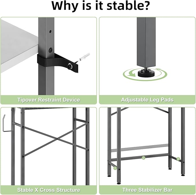 Over-The-Toilet Storage Rack, Gray- White