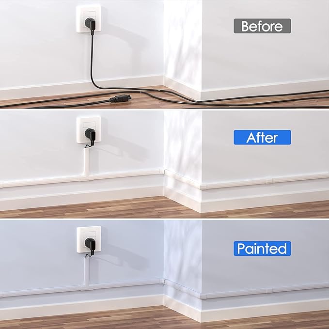 Cord Hider, 125In Cord Covers for Wall Mounted TV, White Cable Management Kit