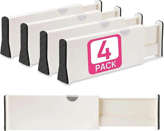 4 Adjustable Drawer Dividers, Organize Silverware and Utensils in Home Kitchen