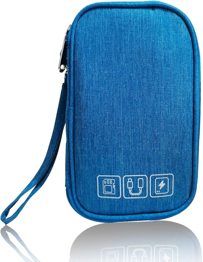 Electronic Organizer Bag Cable Organizer Travel Cord Organizer Case Pouch, Blue