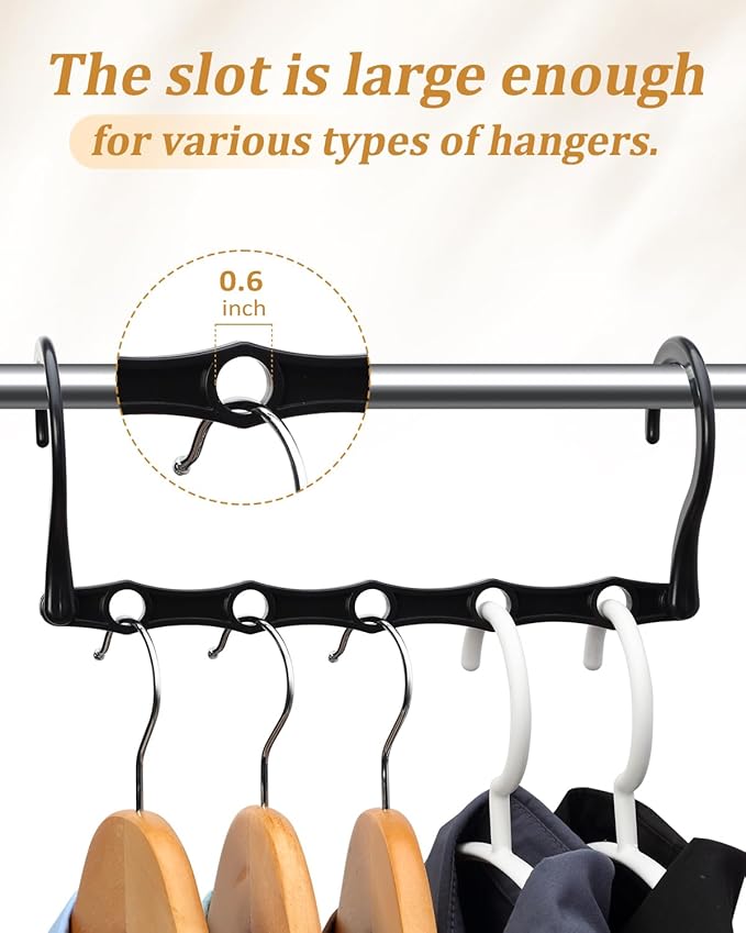 AMKUFO Hangers-Space-Saving 8 Pack Space-Saver, College-Dorm-Room-Essentials for Guys Girls, Smart Hangers for Bedroom Apartment Essentials, Black Plastic Magic Hangers House Organization Must Haves