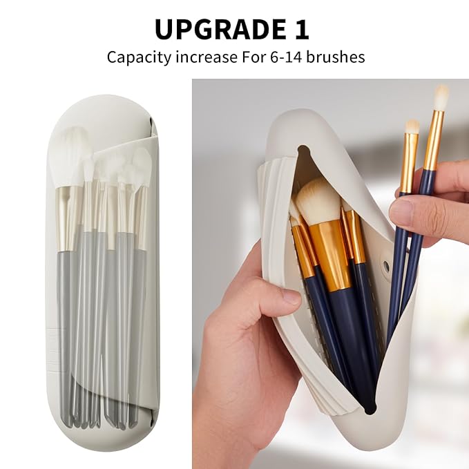 AGIKET Silicone Makeup Brush Holder Travel Cosmetic Bag：Soft Portable Cosmetic Face Brushes Holder with Upgrade Anti-Fall Out Magnetic Closure, Large Travel Makeup Brush Case - Starlight