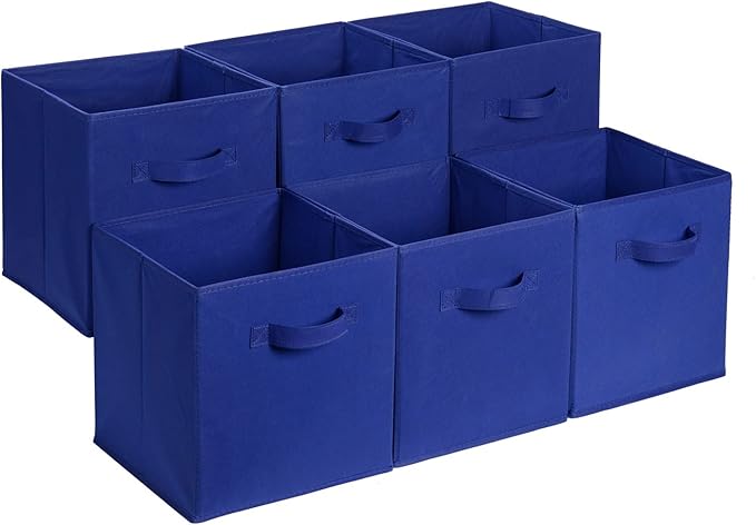 Amazon Basics Collapsible Fabric Storage Bins, Cube Organizer with Handles