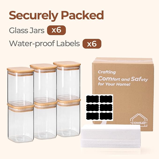 1.2 QT Glass Storage Containers with Lids, Glass Jars with Lids, Clear Food Jar