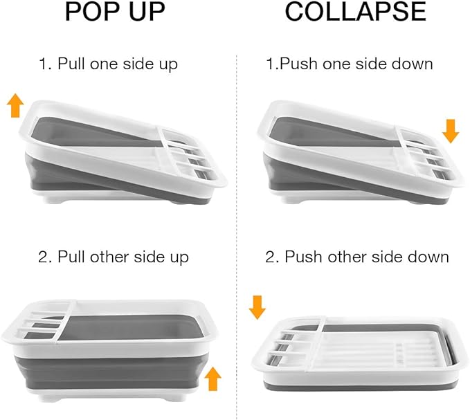 Collapsible Dish Drying Rack Portable Dinnerware Drainer Organizer for Kitchen