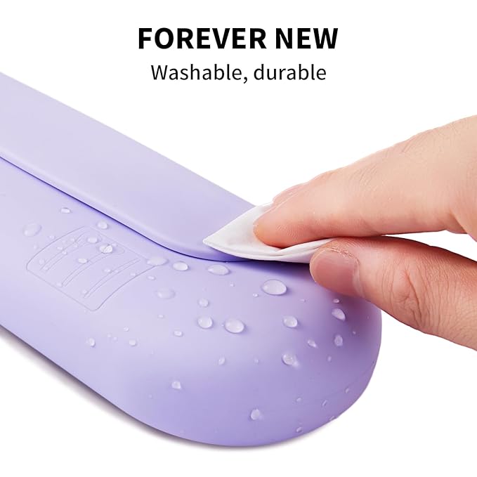 AGIKET Silicone Makeup Brush Holder Travel Cosmetic Bag：Soft Portable Cosmetic Face Brushes Holder with Upgrade Anti-Fall Out Magnetic Closure, Large Travel Makeup Brush Case - Lavender