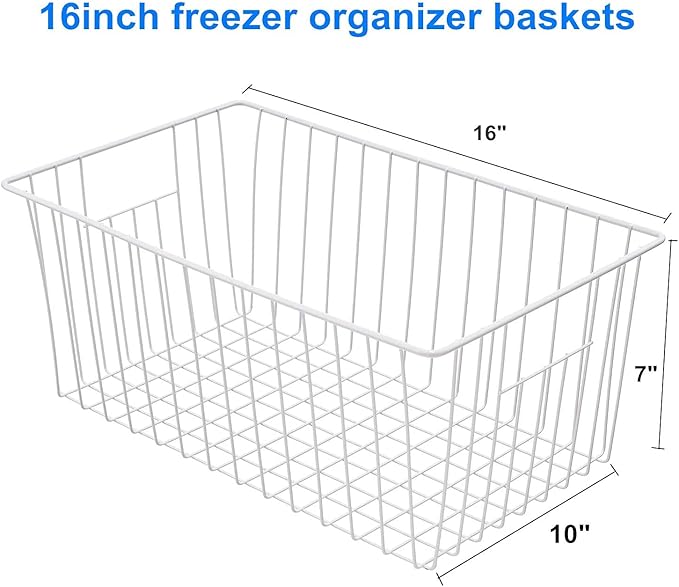 Wire Storage Baskets, Upright Freezer Organizer Bins, 3 Pack Freezer Baskets