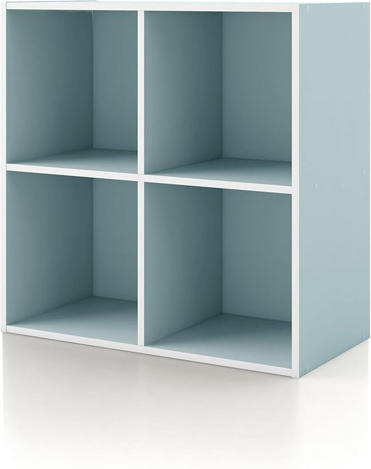 Homes, Inside + Out Apexa 4-Cube Storage Organizer Shelves, Light Blue