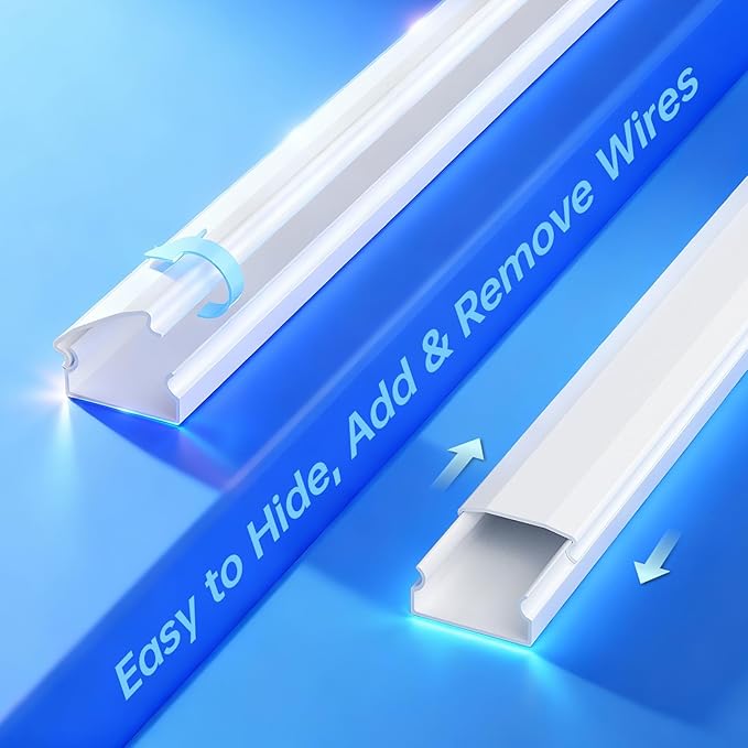 Delamu TV Cord Hider, Cord Covers for 3-4 Wires on Wall, Large Cable Hider Cable Management, Easy Set up Wire Hiders Wire Covers for Cords on Wall, TV Cables Cover Raceway, 6X W1.18 H0.67in, White