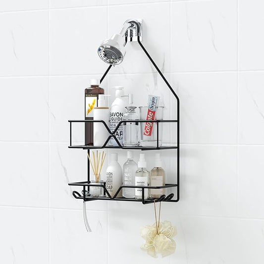 Shower Organizer Hanging Shower Caddy over Shower Head Black Bathroom Hanger
