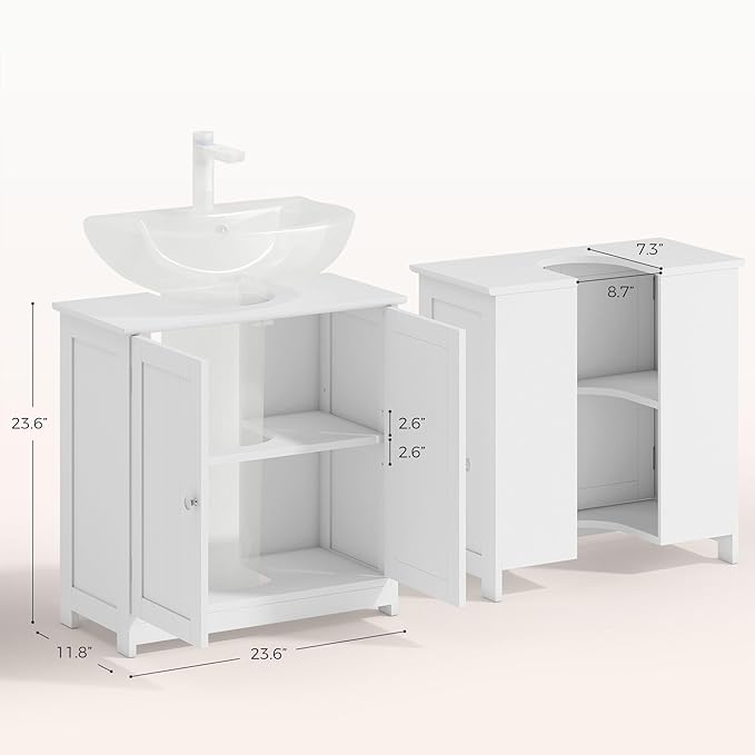 23.5" Pedestal Sink Storage Cabinet, White