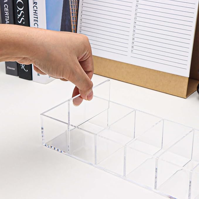 Clear Drawer Organizer 6-Section Desk Compartment Acrylic Tray Holder