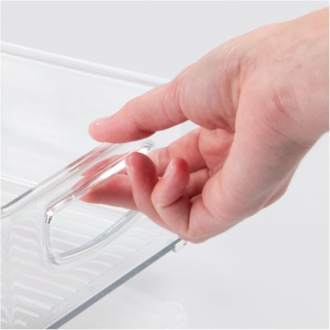 iDesign Stackable Pantry Bin with Handles for Kitchen Storage, Set of 4, Clear, Made in USA