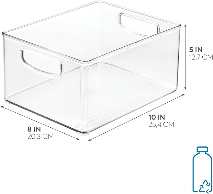 Stackable Storage Bin with Handles, Organize Pantry, Fridge, Or Freezer, Clear