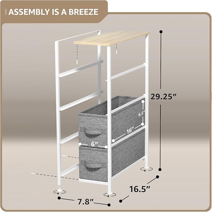 Narrow Dresser with 4 Drawers, Beige