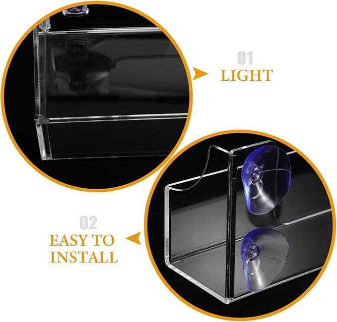 1 PCS Shower Shelf Suction Cup, Clear Acrylic Floating Bathroom Organizer, No Drill Wall Mounted Storage Caddy, Transparent Basket Rack for Inside Shower, Window, Kitchen, Refrigerator