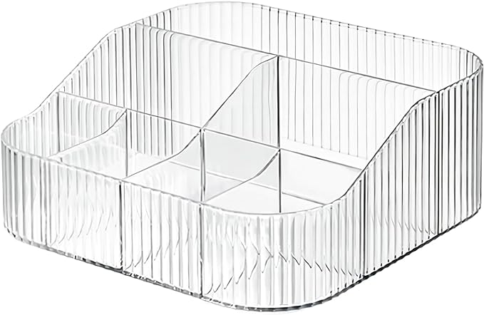 Large Capacity Makeup Brush Holder, 8 Slot Makeup Brush Cup, Clear-XL