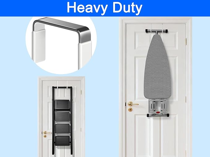 Mars-Rock Over The Door Metal Hooks with Plastic Coating 5.5" Fit 0.5" to 1 3/8" Door 10 Pcs Heavy Duty Single Towel Robe Rack Wreath Bathroom Shower Hanger Shoe Organizer Ironing Board Short White