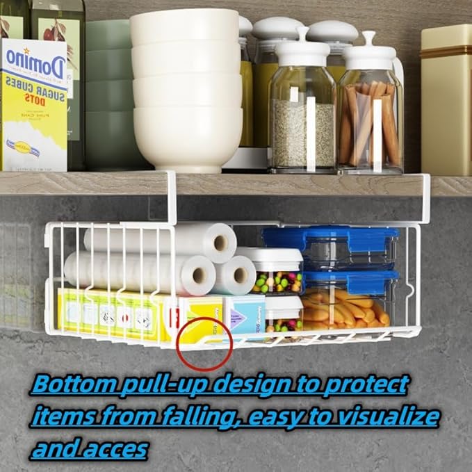 Under Shelf Basket Storage 2Pack, 12.6in Metal Under Cabinet Shelf