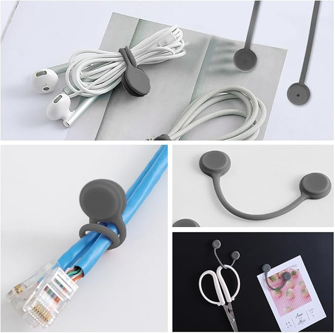 Magnetic Cable Holder, 10Pcs-Gray