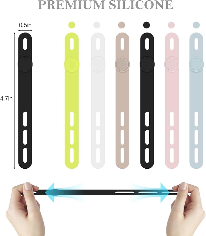 Donruby 30Pcs Silicone Cable Ties - Reusable & Washable with Adjustable Locking Buckles, High Elasticity Cable Management Straps for Home, Office, School, Travel Essential Cord Organizer (6 Colors)