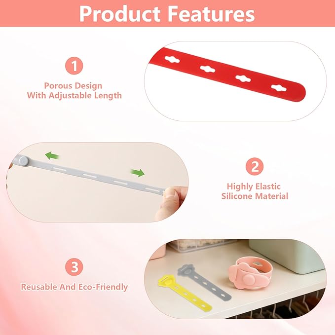 75Pcs Colorful Silicone Cable Ties,2026 New Data Cable Organizer,Reusable Cable Straps,Cable Management Cord Organizer for Fastening Phone Charger Home Office Desk Kitchen Appliances Cable CordsWires