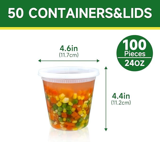 50 Set 24 oz Deli Containers with Lids