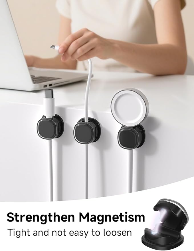Magnetic Cable Clips, Adjustable Cord Holder Management, 9-PCS Black
