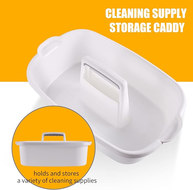 2-Pack Large White Cleaning Caddy for Cleaning Supplies with Handle