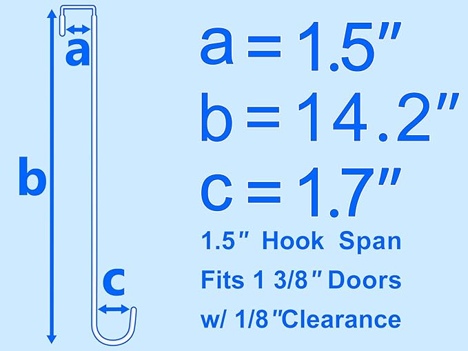 Mars-Rock Over the Door Metal Hooks with Plastic Coating 14.2" Fit 0.5" to 1 3/8" Door 4 Pcs Heavy Duty Single Towel Robe Rack Wreath Bathroom Shower Hanger Shoe Organizer Ironing Board Long White