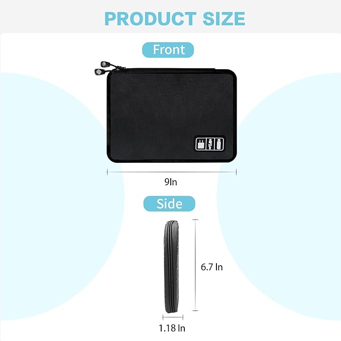 Lcsmaokin Electronics Travel Organizer,Portable Waterproof Electronic Travel Storage Bag for Small Charging Cord Storage,Charger,SD Card etc,for Travel,Business -Black Green