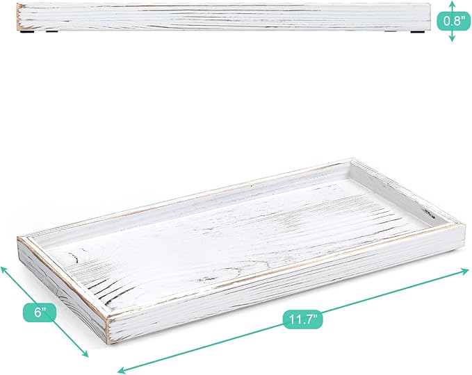 11.7" White Bathroom Vanity Tray for Counter