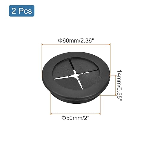 uxcell 2 Pcs Cable Cord Grommet, 2 Inch (50mm) Desk Grommet Flexible Rubber Grommets Wire Hole Cover Pass Through for Office Computer Desk Wire Organizer, Black