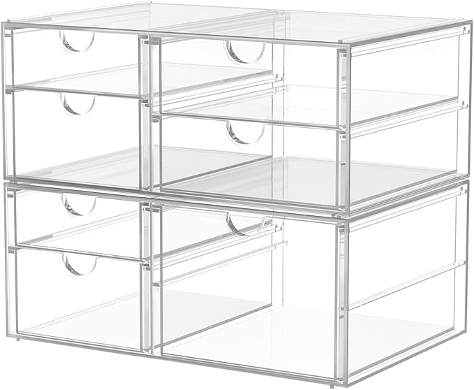 Caktraie 2 Pack Desk Organizers, Makeup Organizer Storage with 7 Drawers