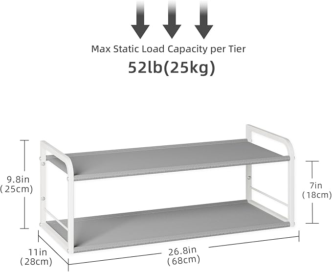 2 Pack Wall Mounted Shoe Rack, Carbon Steel Shoe Organizer with Removable Oxford Cloth, Non-Slip Space-Saving for Entryway Closet Bedroom, White