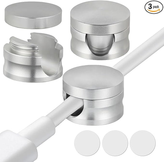 Upgraded Aluminum Silver Phone Charger Cord Holder with Extra-Large Adhesive