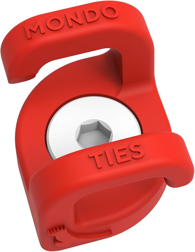 KONDOR BLUE x Armando Ferreira | XL Mondo Ties Cable Management Clips Cable Organizer for Camera Rigs (5-Pack) | 3/8-16 Mount, Holds 3 to 6 Cables, Routes Any Direction, Mini EVA Case | Red